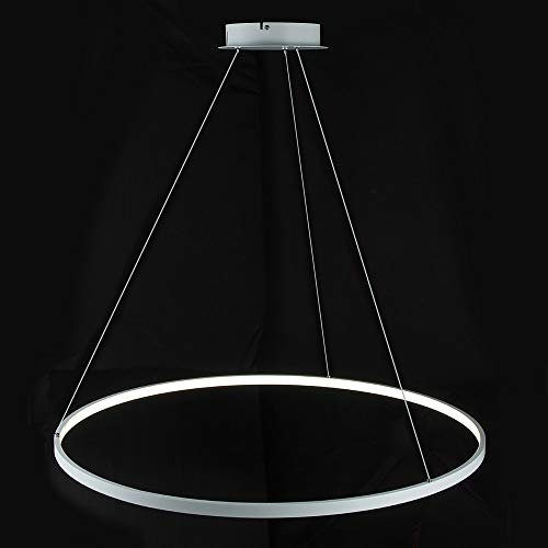 1-Licht Kreis Pendelleuchte LED Metall Acryl Kronleuchter Modern Hängend Verstellbar Hängeleuchte Für Wohnzimmer Schlafzimmer Küche,White+TricolorLight-40cm