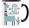 SpecialMe® Kaffeetasse Spruch Mir egal ich bin ein Alpaka - Alpaka-Motiv Lama Geschenk Alpaka-Liebhaber Bürotasse Türkis Inner-Schwarz Keramik-Tasse