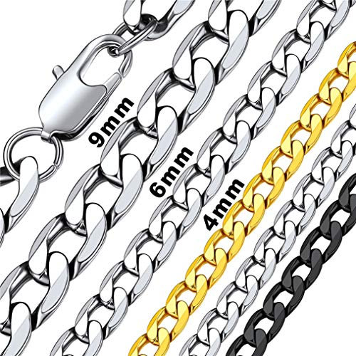 Bandmax Herren Halskette 4mm breit Edelstahl Kette 56cm dünne Panzerkette Edelstahl kubanische Gliederkette klassische Kette kubanische Halskette Modeschmuck Accessoire für Männer Frauen