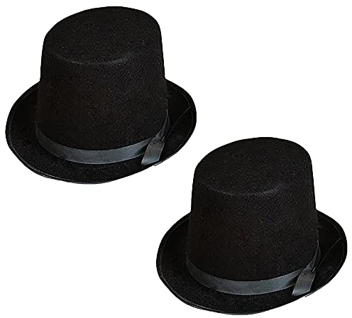 Black Felt Top Hat, Dress-Up Costume Clothes for Kids, Party Hat Pretend Play, Party Favors (Single)