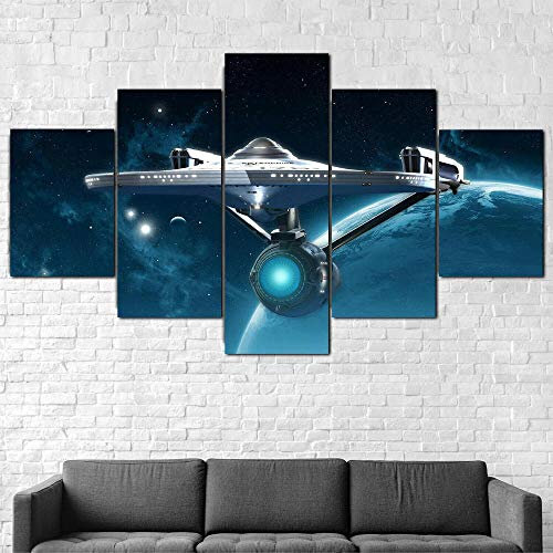 104Tdfc Puzzle 5 teilig Bilder wandbild 200x100CM Cadeau d' Star Trek Enterprise Ship Modulare Wandkunst Wandaufkleber Teiliges Vlies Leinwandbild Dekoration