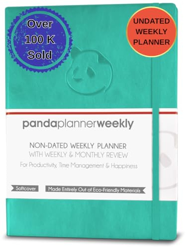 Panda Planner Weekly Turquoise – Produktivität & Glück – 1-Jahresplaner – 21.6x27.9 cm – Softcover – Wochen-Layout, Kalender, tägliche Dankbarkeit, persönlicher Organizer: All-in-1! Garantiert