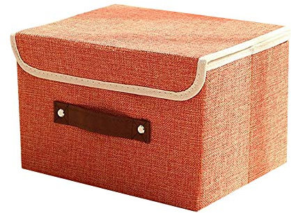 Jjoer Canvas Storage Box Foldable Storage Box With Lid Box For Toys Linen Storage With Handles Fabric Storage Boxes For Clothes Socks Ties orange,38 * 25 * 25cm