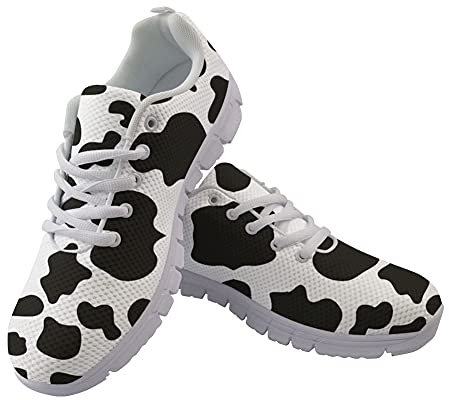 Jeiento Damen Sportschuhe Laufschuhe Causal Reisen Walking Flach Schnürschuh Atmungsaktiv für Damen Teenager Mädchen, kuh, 38 EU