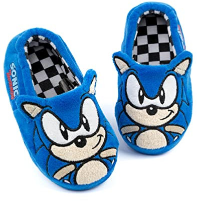 Sonic The Igel-Hausschuhe Kinder Plüsch gestickte Face 3D-Zeichenschuhe 28