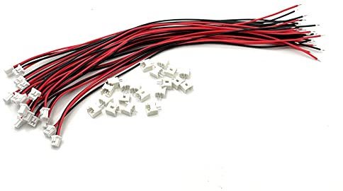 Lot de 20 connecteurs Micro JST MX 1,25 mm 2 Broches 1,25 mm Femelle et mâle pour Circuit imprimé avec câble de 150 mm