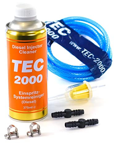 TEC 2000 Motorreiniger - Injektionsreinigungsset - Diesel Injektor Einspritzdüsen Reiniger 375ml - Kraftstoffadditiv zur Systemreinigung von Injektoren - Motorspülung Motorpflege Diesel Zusatz