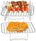 Keyohome 2PCS Air Fryer Double Layer Grilling Rack with 4 Skewers, Multi-purpose Double Air Fryer Accessories, Stainless Steel for Barbecue, Roasting Oven (Silver, A)