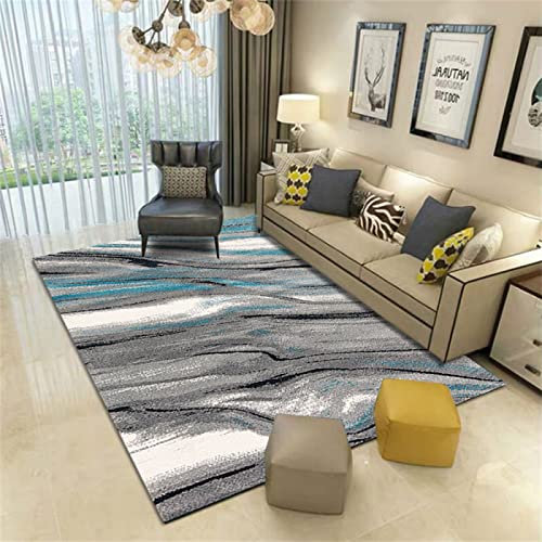 RUGMRZ Pastell Deko Flickenteppich Waschbar Superweich Grau Blau Abstrakt Modern Küchenteppiche 200X300CM