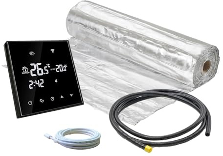 ew direkt Komplett-Set elektrische Fußbodenheizung AluPro 140 für Laminat/Klickvinyl mit Thermostat RT-67 Wlan (9 m² - 0,5 x 18 m)