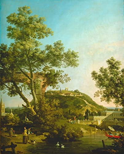 English Landscape Capriccio with a Palace, Canaletto