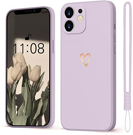 Mitetabo für Handyhülle iPhone 11 Hülle Gold Liebesherz Mädchen Case Weich Silikon Slim Stoßfest Kratzfeste Süßes Gold Love Schutzhülle für iPhone 11 6.1 Lila