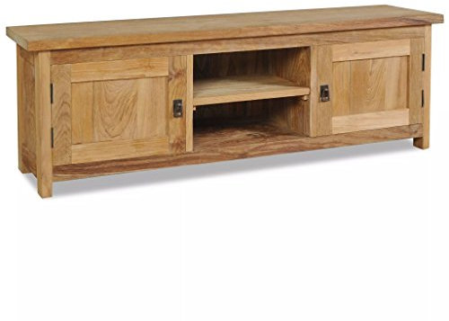 Chusui Fernsehschrank, Teakholz, Groß, Rustikal, Bereits zusammengebaut, TV-Stand