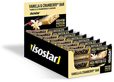 Isostar Barres High Protein 30 Saveur Vanille Cranberry - lot de 16 Barres protéinées pour sportifs - 16x55g