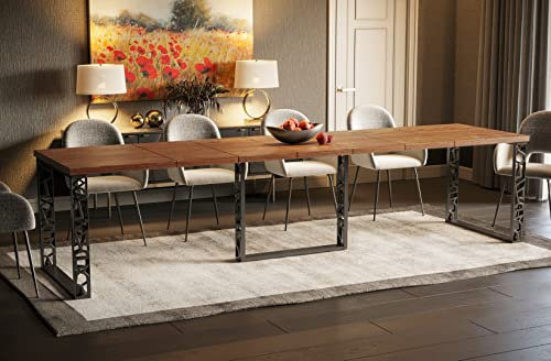 Endo-Moebel Esstisch Ewerest 130cm - 330cm erweiterbar EDEL Küchentisch Metallkufen gelochtes Design (Stirling Eiche)