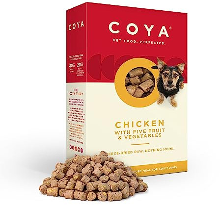 COYA Freeze-Dried Chicken Dog Food, Hypoallergenic & Grain Free, 80% Meat & 20% Fruit & Veggies, Complete Raw Solution Without The Chore (150g)