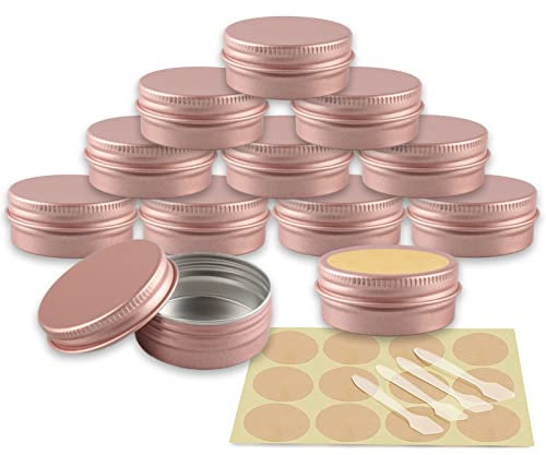 YANCAER 50 Pièces Pots en Aluminium Rose mat de 15ml avec Couvercle - D41mm x H17mm Vide Ronde Cosmétiques Pot Conteneurs de Voyage pour Maquillage, Crème, Baume à Lèvres, Mini Bougies