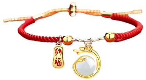 Qumiuu Bracelet Fil Rouge Dragon,Bracelets à Cordes Rouges pour Femmes - Bracelet Porte-Bonheur à Cordon Rouge, pour Hommes et Femmes, avec Pendentif Dragon