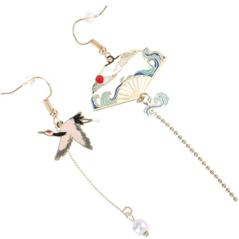SHERCHPRY 1 Paar Kleine Fächerohrringe Fächerohrringe Kleine Sektor-Tropfenohrringe Asiatische Fächerohrringe Hübsche Ohrstecker Hohler Asymmetrischer Metallschmuck