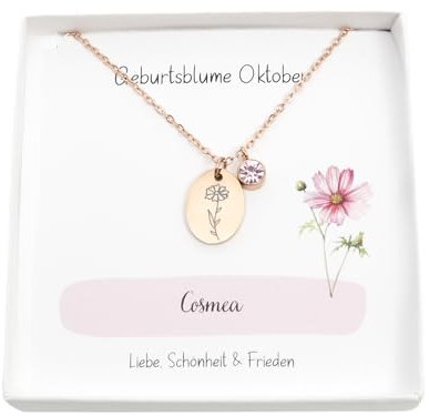 Personalisierte Halskette Geburtsblume Damen Mädchen