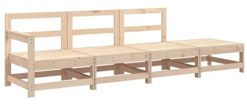 vidaXL Garten Lounge Set 4-TLG., Gartenmöbel Set mit Holzrahmen, Sitzgruppe für Garten Terrasse Balkon, Modular Sofa Garnitur Loungemöbel, Massivholz Kiefer