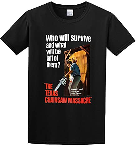 Mens Tshirt Funny Texas Chainsaw Massacre - Bizarre & Brutal Crimes! - Tee Shirts for Men Adult Size S Black