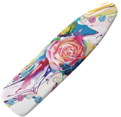 HOWILATH Rose Pattern Ironing Board Cover 145 x 45cm Iron Board Covers Insulated Ironing Covers Colourful Marble Printed Ironing Board Pads-2XL