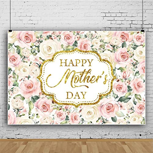 Bovlleetd 1.8x1.2m Muttertag Hintergrund Rosa Rose Blumen Muttertag Wand Fotografie Hintergrund Mom Lady Festival Party Dekoration Banner Studio Requisiten Decor Hintergrund Vinyl