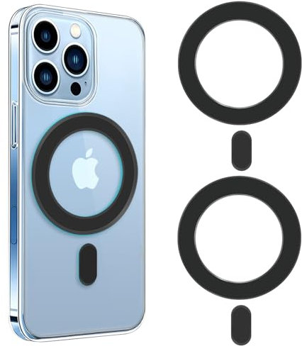 [2 Pieces] Foonary Universal Magnetic Adapter, Compatible With Magsafe Accessories and for iPhone 15/14/13/12 Mini Pro Max Series Galaxy S23/S24/A54/A34/A14 Wireless Charging, Black