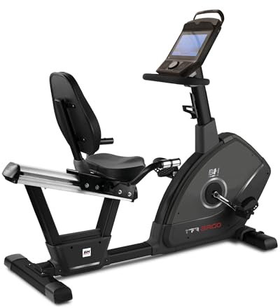 BH Fitness TRF Ergo Multimedia – Bicicleta reclinada con cuadro abierto, Bluetooth FTMS, volante de inercia 12kg, programa de vatios constante, 24 niveles de resistencia, pantalla táctil 10”