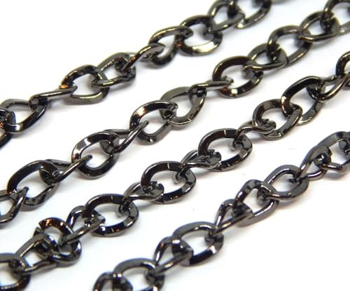 Perlin 3 Meter Gliederkette Link Kette Metallkette Oval 5mm Farbe Schwarz Schmuckkette Meterware zur Schmuckherstellung von Halsketten Armband DIY Basteln