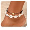 2 Stücke Fußkettchen für Frauen - Handgewebte Verstellbare Fußschmuck Muschel Fussketten Goldene Herz Fusskette für Damen Mädchen Sommer Strand Sandale Barfuß Fußkettchen Schmuck Geschenke