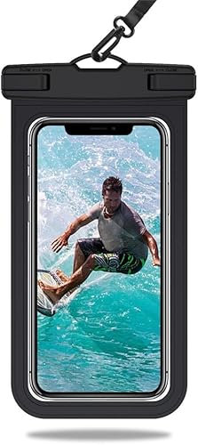 ​Universal Waterproof Phone Case, IPX8 Certified Underwater Dry Bag Pouch for iPhone, Samsung, Huawei – Transparent Cover for Swimming, Diving, and Water Sports (Black)