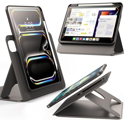 INFILAND Funda para iPad Pro de 11 pulgadas M4 (2024, 5ª generación) con soporte para bolígrafo, cubierta magnética extraíble, soporte ajustable vertical/horizontal, visión mejorada, múltiples