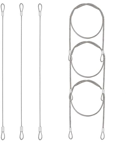 6 Pcs Stainless Security Cable Steel Cable with Loops Wire Cable Loop Safety Cable Lock Steel Wire Lock Security Wire Rope with Double Loop for Stage Lighting Luggage Lock Black (12 Inch)