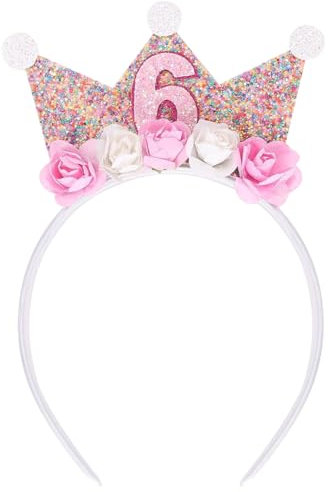 Capaneus 6 Partyspielzeug für Kinder, 6 Jahre, Krone, Geburtstag, Mädchen, 6 Jahre, Geburtstagsdekoration, Krone, Prinzessin, Mädchen