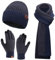 Herren Winter Warm Beanie Mütze Lange Schal und Touchscreen Handschuhe Set mit Fleece Gefüttert Wintermütze Strickmütze Rutschfeste Winterhandschuhe Schals Geschenk für Männer, Marineblau