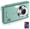 Appareil photo numérique 1080 FHD 48 MP Appareil photo compact AutoFocus 4K avec carte de 32 Go, portable zoom numérique 16X pour adolescents, adultes, débutants, filles, garçons (vert)