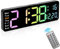 Focenat Horloge Murale numérique LED,Grande Horloge Numérique avec Télécommande,Horloge Murale Digitale à Luminosité Réglable,Réveil Mural LED avec Grand écran,pour Chambre à Coucher,Salon,Bureau