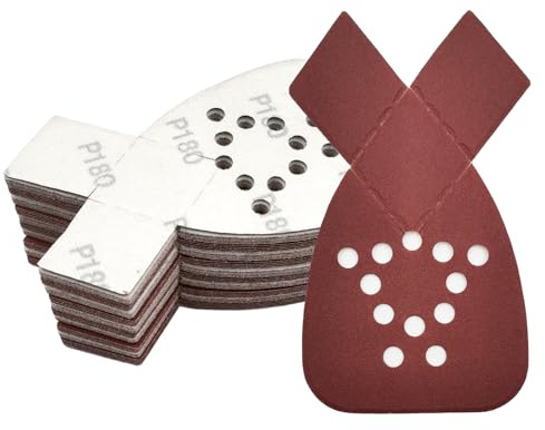 Dreieckige Schleifpapier-Mäuse, 95 x 135 mm, Pack mit 50 Stück für Black & Decker Schleifmäuse (180 Körnung)