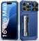 BXYJY Coque pour iPhone 16 Pro Max avec porte-cartes (4 à 5 cartes), housse d'appareil photo coulissante et protection de qualité militaire, coque portefeuille résistante aux chocs pour homme et femme