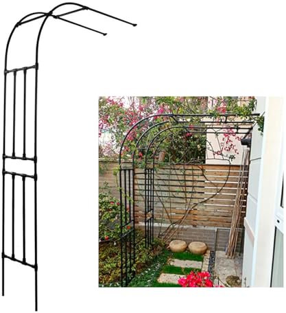 HalfSided Steel Garden Arch Trellis Tunnel for Climbing Plants Decorative Pergola for Backyard Patio Yard Outdoor Archway (Noir 300x240x40cm)