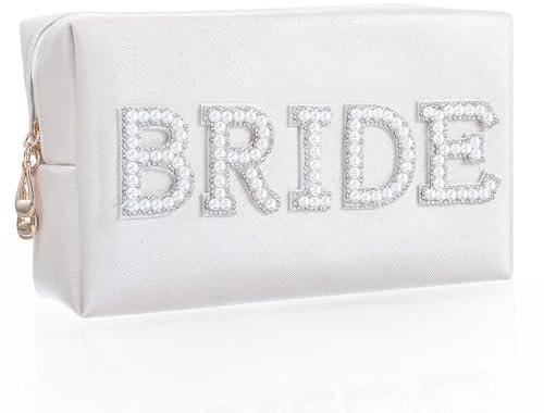 Sibba Braut Patch Brief Make Up Tasche Brautjungfer Verlobung Reisen Weiße Perlentasche Kosmetiktaschen Brief Patch Kulturbeutel Strass Beutel Hochzeits Geldbörse Valentinstag Etuis Für Brautparty