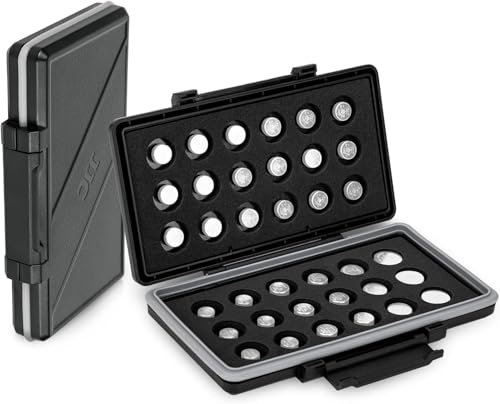 376 377 LR1130 LR41 371 and 364 Small-Sized Battery Magnetic Case Holder Storage, Button Coin Cell Battery Case Container Box for 36x Lithium Battery, Water-Resistant Anti-Lost (Battery Not Included)
