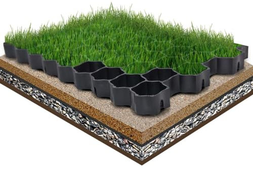 Brokky Griglie per l'Erba 16 pz Nere 60x40x3 cm in Plastica-Salvaprato grigliato erboso Alta Tenuta, griglia per Il Prato