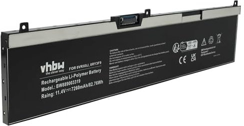 vhbw batteria compatibile con Dell Precision 7730, 7530, 7540, 7330 notebook (7260mAh, 11,4V, Li-Poly)