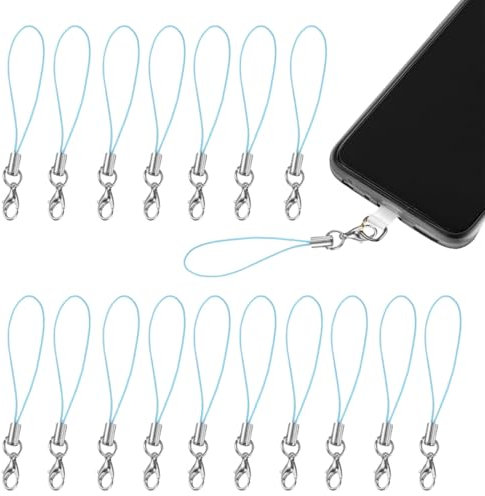 50 Stück hellblau Mobile Phone Lanyard Strap for Keyrings, Mobile Phone Pendant Loops with Carabiner, Phone Ring Strap, Mobile Phone Charm Cord for Pendents, USB Key Pendant