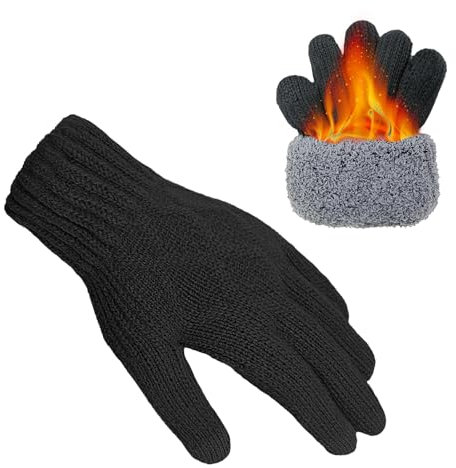 lifwimner Handschuhe Herren Winter, Winterhandschuhe Damen Fleece Thermo Warme Strickhandschuhe Touchscreen Geschenke für Herren und Damen für Freizeit Outdoor Sport (Schwarz)