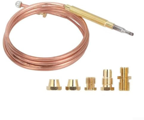 Gas-Thermoelement, Ersatzset, 1500 mm, mit fünf Messingmuttern für verschiedene Heizgeräte