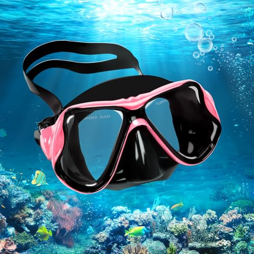 Maschera Subacquea Adulti Vetro Temperato, Maschera Snorkeling Adulto 180° HD Visuale Panoramico, Maschera Sub Antiappannamento Professionale, Maschera Mare Impermeabile Regolabili per Uomo Donna